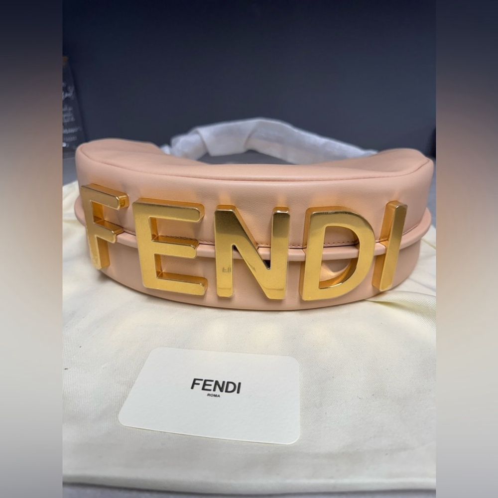 NWT- Fendi Pale Pink Leather Fendigraphy small hobo bag